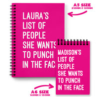 List Of People Punch In The Face Notebook - Pink